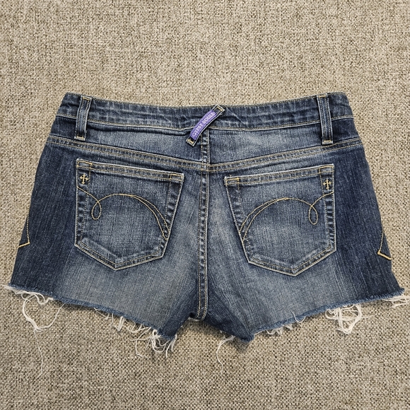 GYPSY SOULE  Raw Hem Denim Blue Jean Shorts Sz 2/26 Mesium Wash - Picture 1 of 11